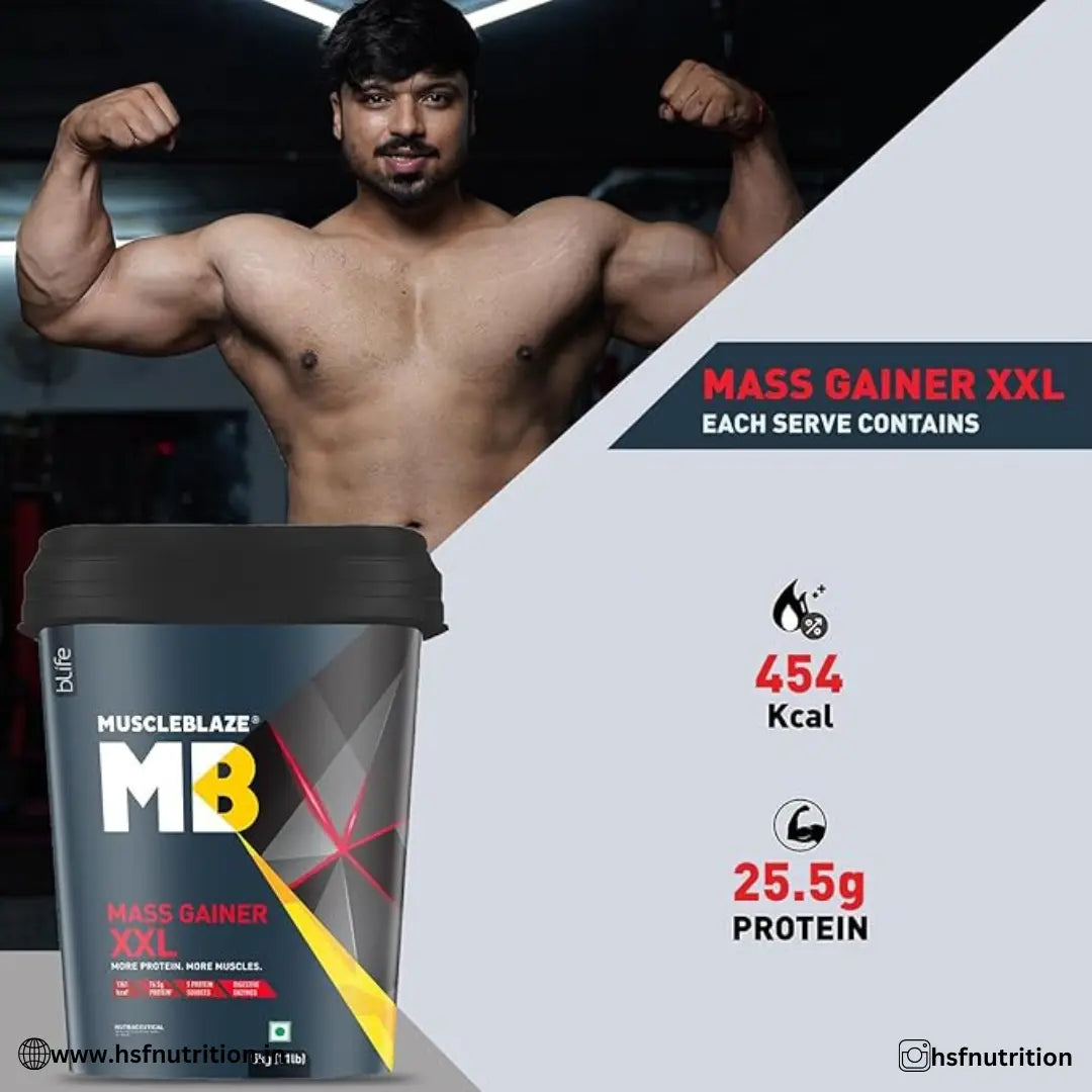 MuscleBlaze MB Mass Gainer Xxl Powder - 5kg, Chocolate - Hold Strong Fitness & Nutrition