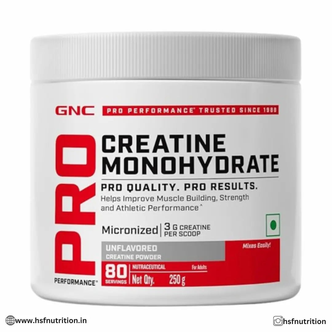 GNC Pro Performance Pure Micronized Creatine Monohydrate - 250 gm, 83 Serving, Unflavoured GNC
