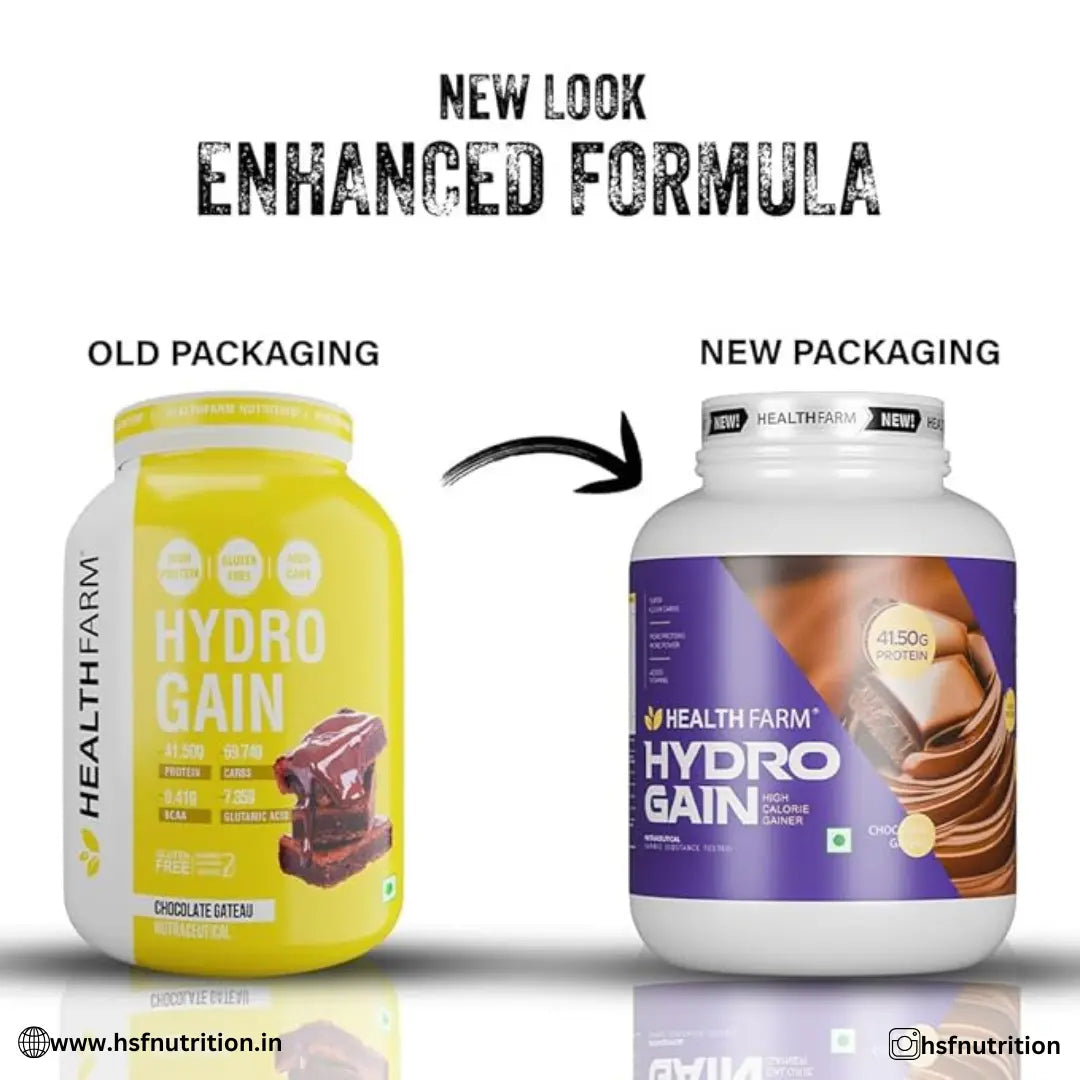 HEALTHFARM Hydro Gain Mass Gainer - 3kg, Chocolate Gateau - Hold Strong Fitness & Nutrition