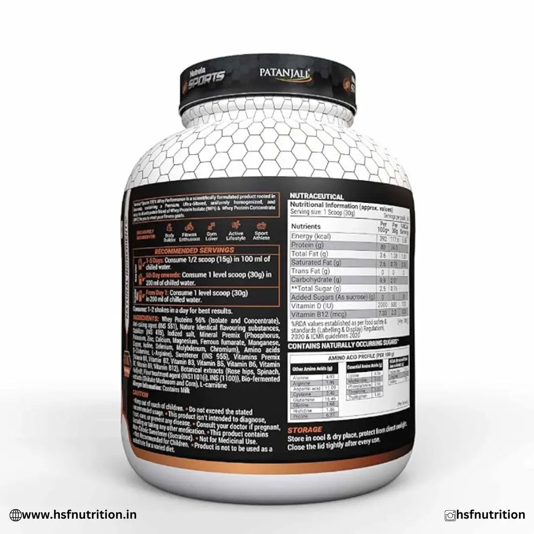 Patanjali Nutrela Sports 100% Whey Performance Protein - 2KG, 80% Protein, Chocolate Irish Patanjali Nutrela Sports
