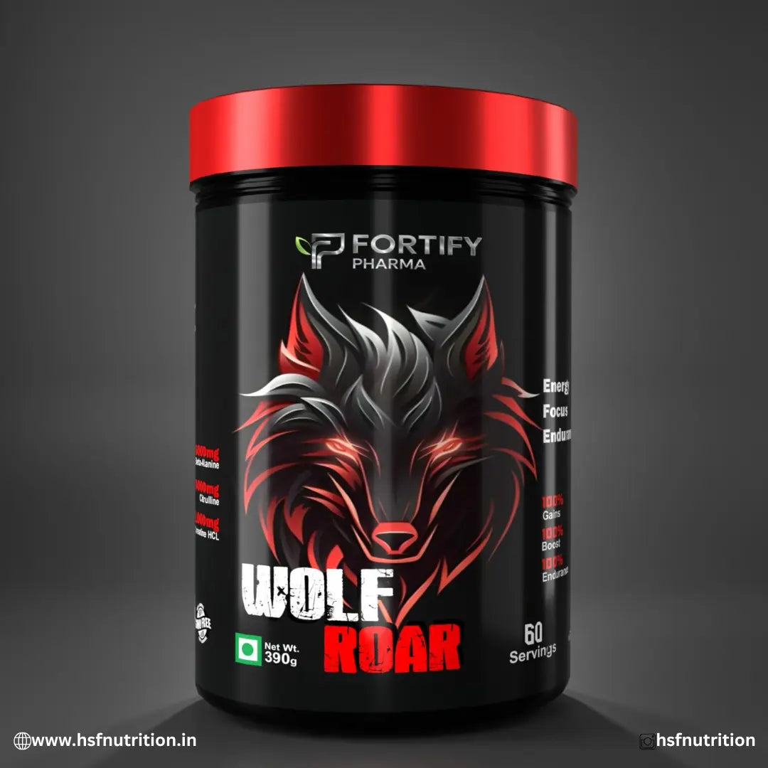 Fortify Pharma Wolf Roar PreWorkout - 60 Serving, 390gm, Fruit Punch Demon Pharma