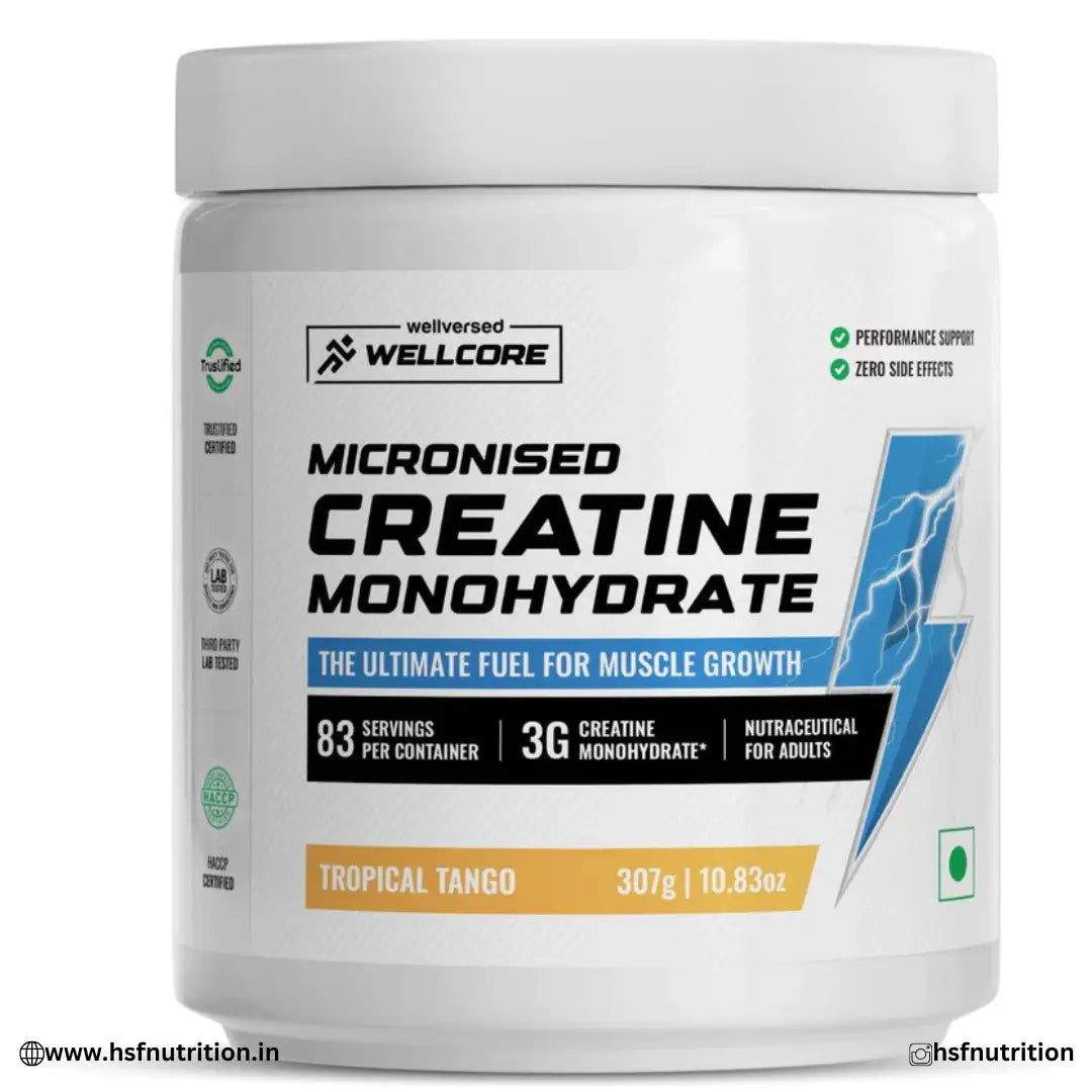 Wellcore - Pure Micronised Creatine Monohydrate Powder - 307gm, 83 Sevings Wellversed