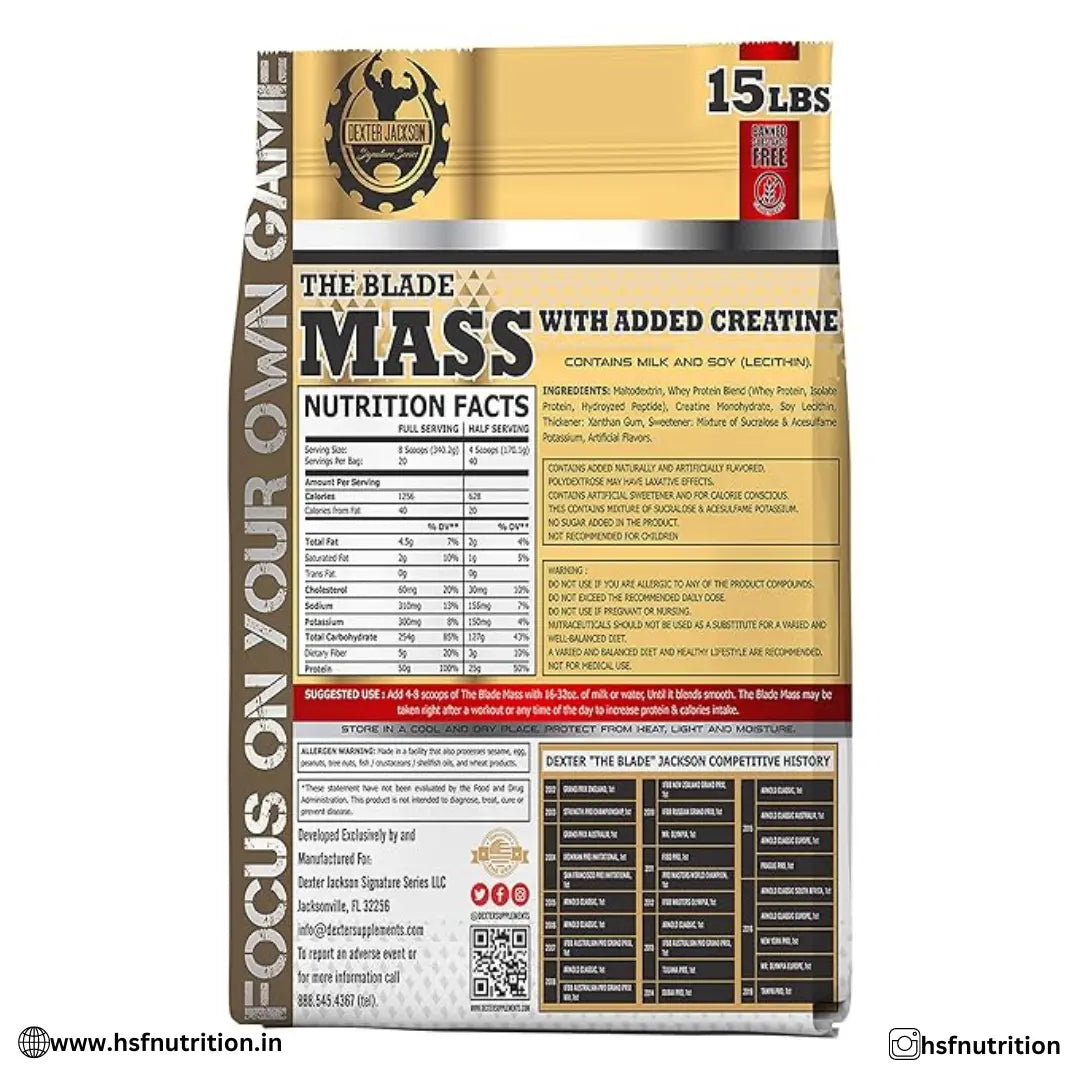 Dexter Jackson The Blade Mass Gainer - 6804g (15 lbs), Rich Chocolate - Hold Strong Fitness & Nutrition