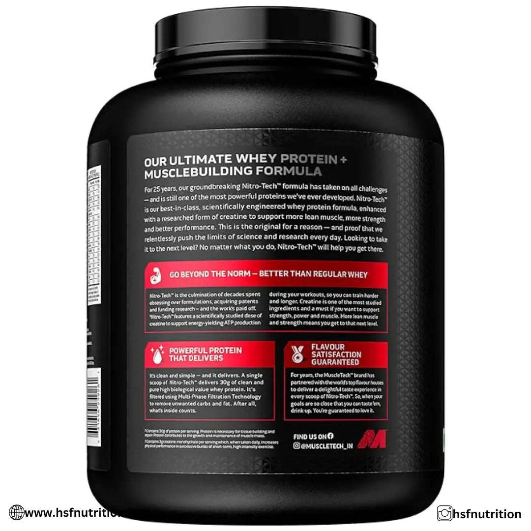 MuscleTech Nitro-Tech Whey Protein - 1.81 kg, Milk Chocolate, 30g Protein - Hold Strong Fitness & Nutrition