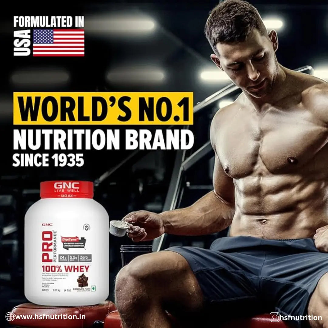 GNC Pro Performance 100% Whey Protein - 1.81 kg, 24g Protein, Chocolate Fudge - Hold Strong Fitness & Nutrition