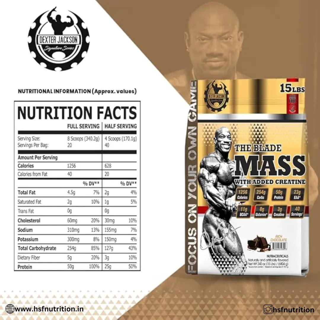 Dexter Jackson The Blade Mass Gainer - 6804g (15 lbs), Rich Chocolate - Hold Strong Fitness & Nutrition