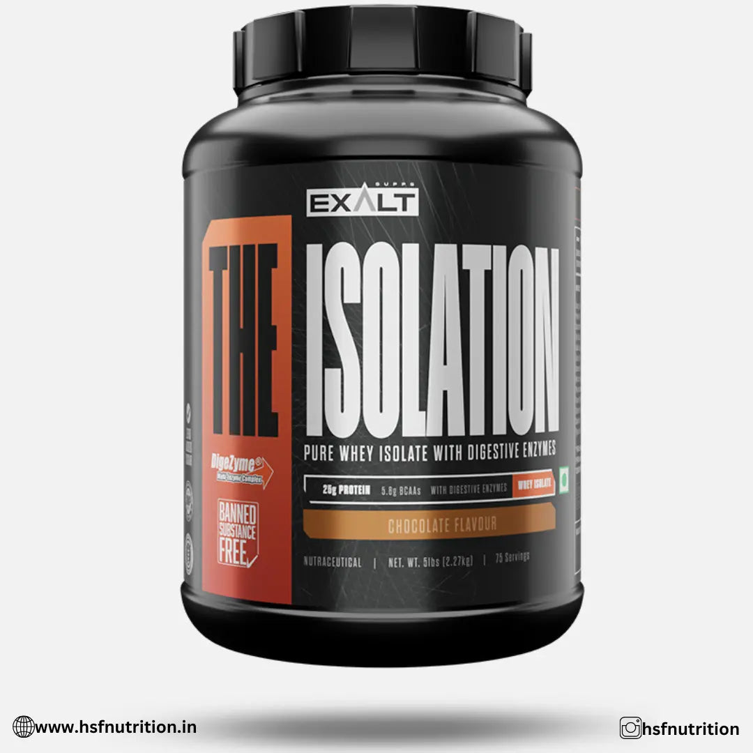 EXALT SUPPS The Isolation Whey Isolate with Digestive Enzymes - 80 Servings, 25gm, 2.27 kg, Chocolate - Hold Strong Fitness & Nutrition