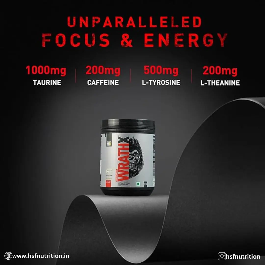 MuscleBlaze MB PreWorkout WrathX - Creapure, Nitroblaze & Bioperine - Fruit Fury, 340 G, 20 Serving - Hold Strong Fitness & Nutrition