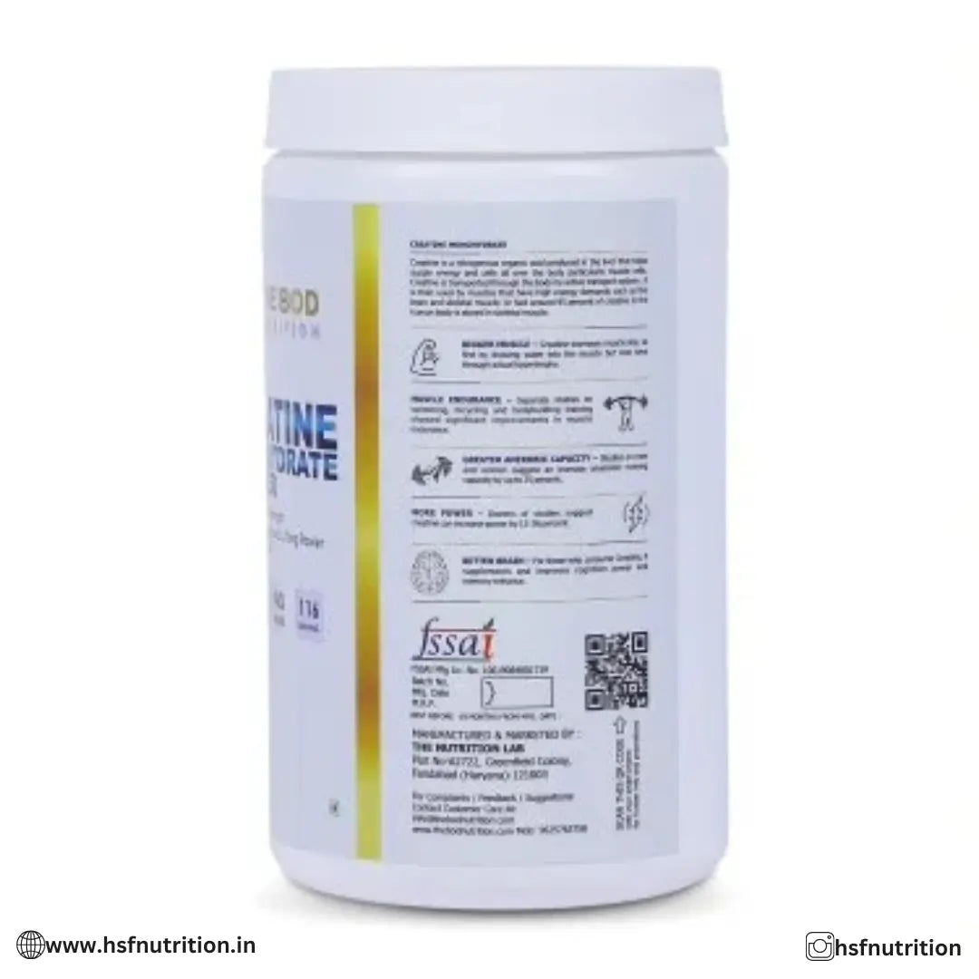 The Bod Nutrition Creatine Monohydrate - 350g, 116 Serving, Unflavored The Bod Nutrition