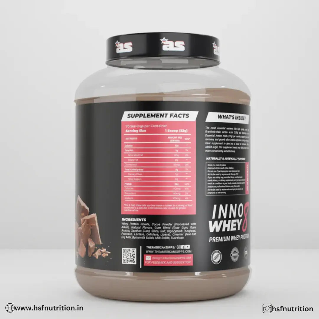 INNO Whey8 Whey Protein - 2.26kg, 24gm, Chocolate - Hold Strong Fitness & Nutrition