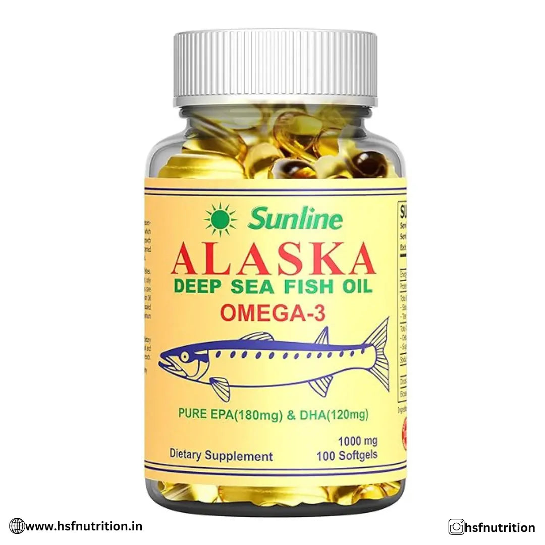 Sunline Alaska Omega-3 1000Mg - 100 Softgels, Deep Sea Fish Oil - Hold Strong Fitness & Nutrition