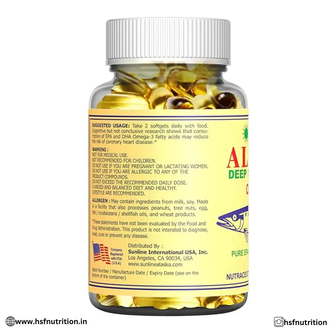 Sunline Alaska Omega-3 1000Mg - 100 Softgels, Deep Sea Fish Oil - Hold Strong Fitness & Nutrition