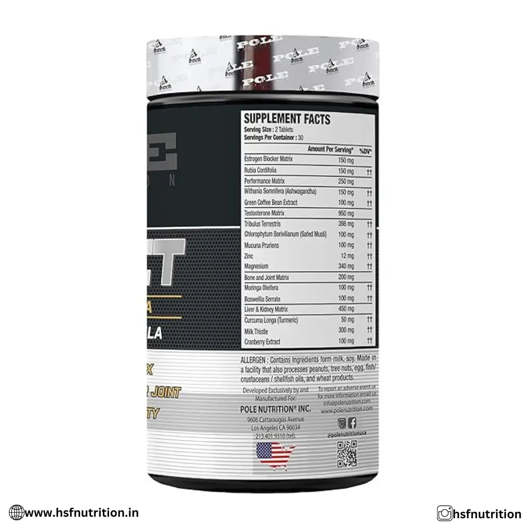 Pole Nutrition PRO-PCT 100% Natural Advance Detox Formula- 60 Tablets - Hold Strong Fitness & Nutrition