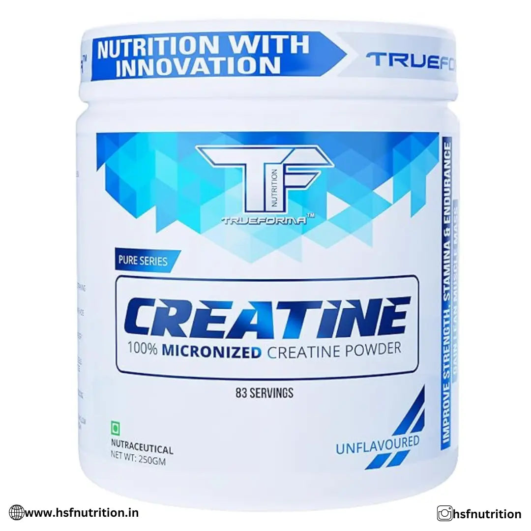 Trueforma Creatine Monohydrate 100% Micronized Creatine - 83 Serving, 250gm, Unflavored - Hold Strong Fitness & Nutrition
