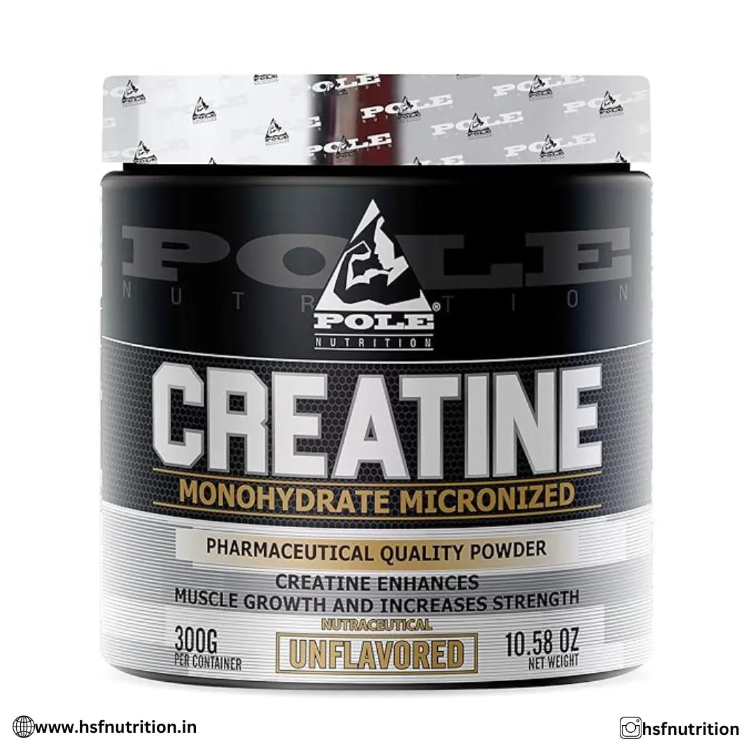 Pole Nutrition Creatine Monohydrate - 300gm, Unflavored - Hold Strong Fitness & Nutrition
