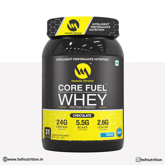 Muscle Throne Corefuel Whey Protein  - 1 kg, Chocolate, 24gm, 31 Serving - Hold Strong Fitness & Nutrition