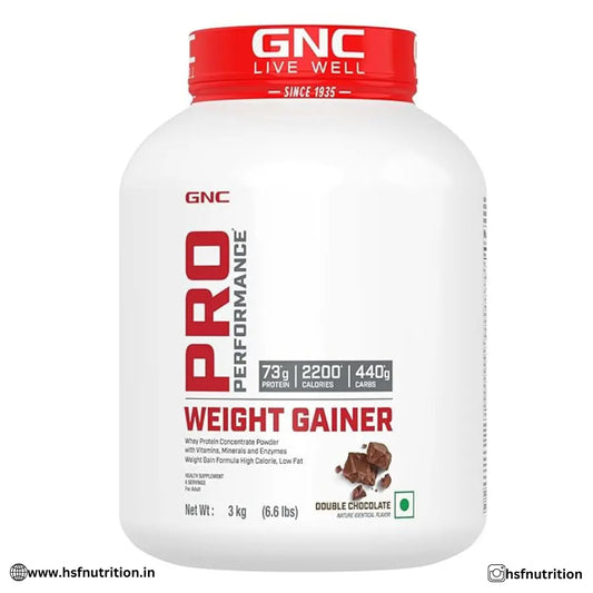 GNC Pro Performance Weight Gainer - 3 Kg, Double Chocolate | 73g Protein, 440g Carbs, 2200 Cal - Hold Strong Fitness & Nutrition