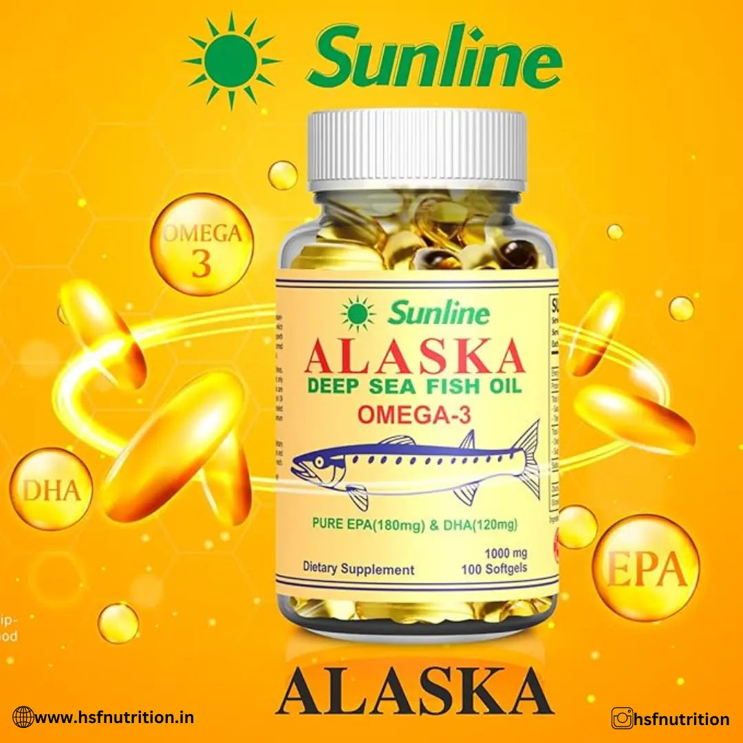 Sunline Alaska Omega-3 1000Mg - 100 Softgels, Deep Sea Fish Oil - Hold Strong Fitness & Nutrition