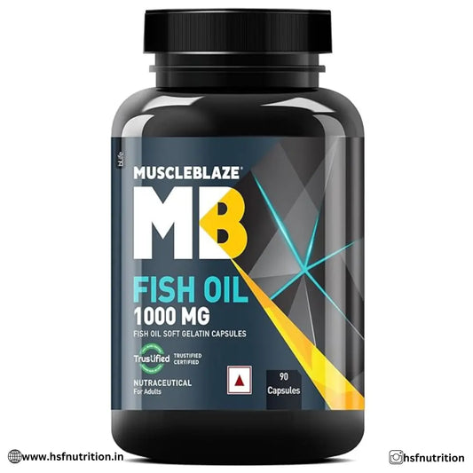 MuscleBlaze MB Omega 3 Fish Oil - 90 Capsules | 1000mg Omega 3 with 180mg EPA & 120mg DHA - Hold Strong Fitness & Nutrition