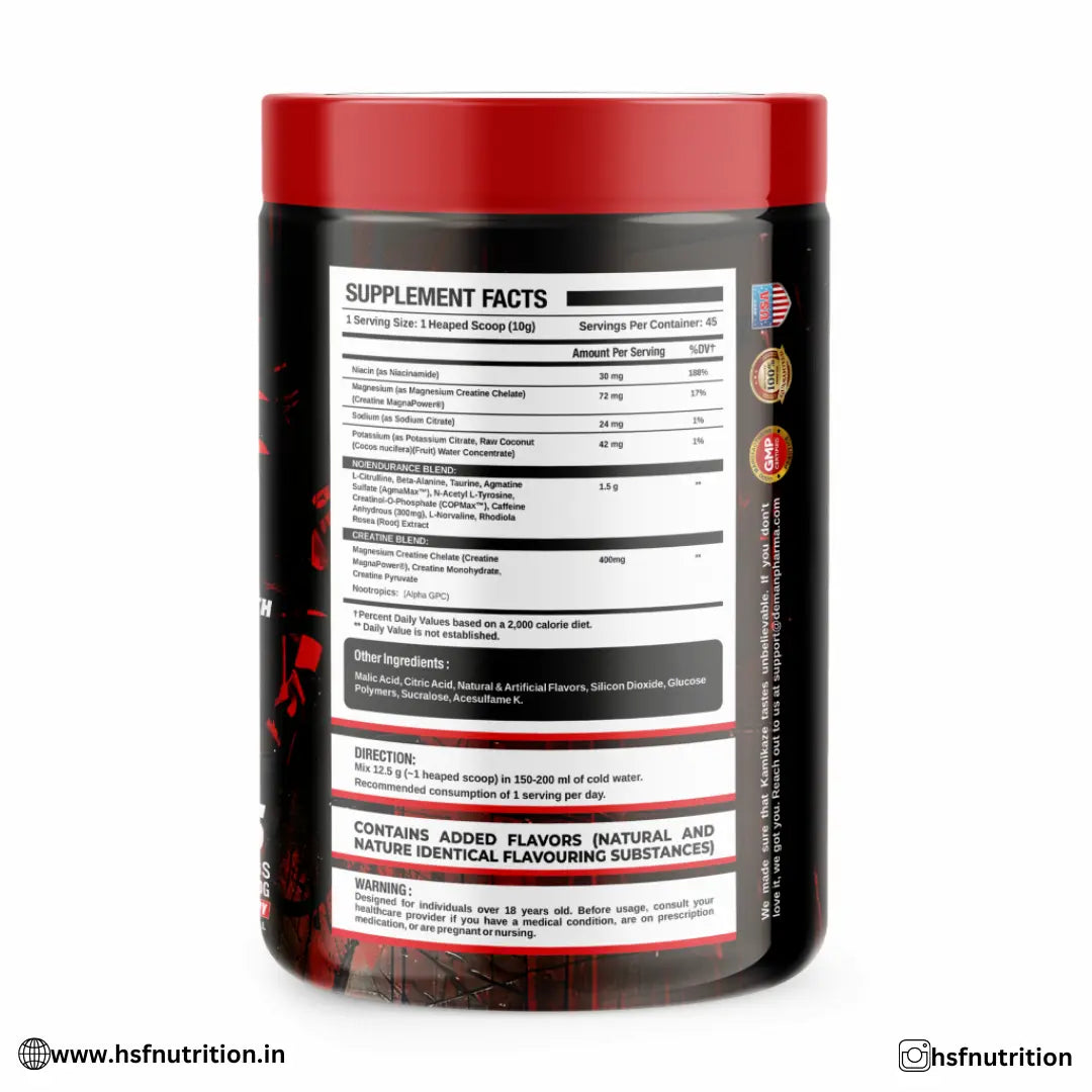 Demon Pharma Kamikaze PreWorkout - 45 Serving, 450gm, Cotton candy - Hold Strong Fitness & Nutrition