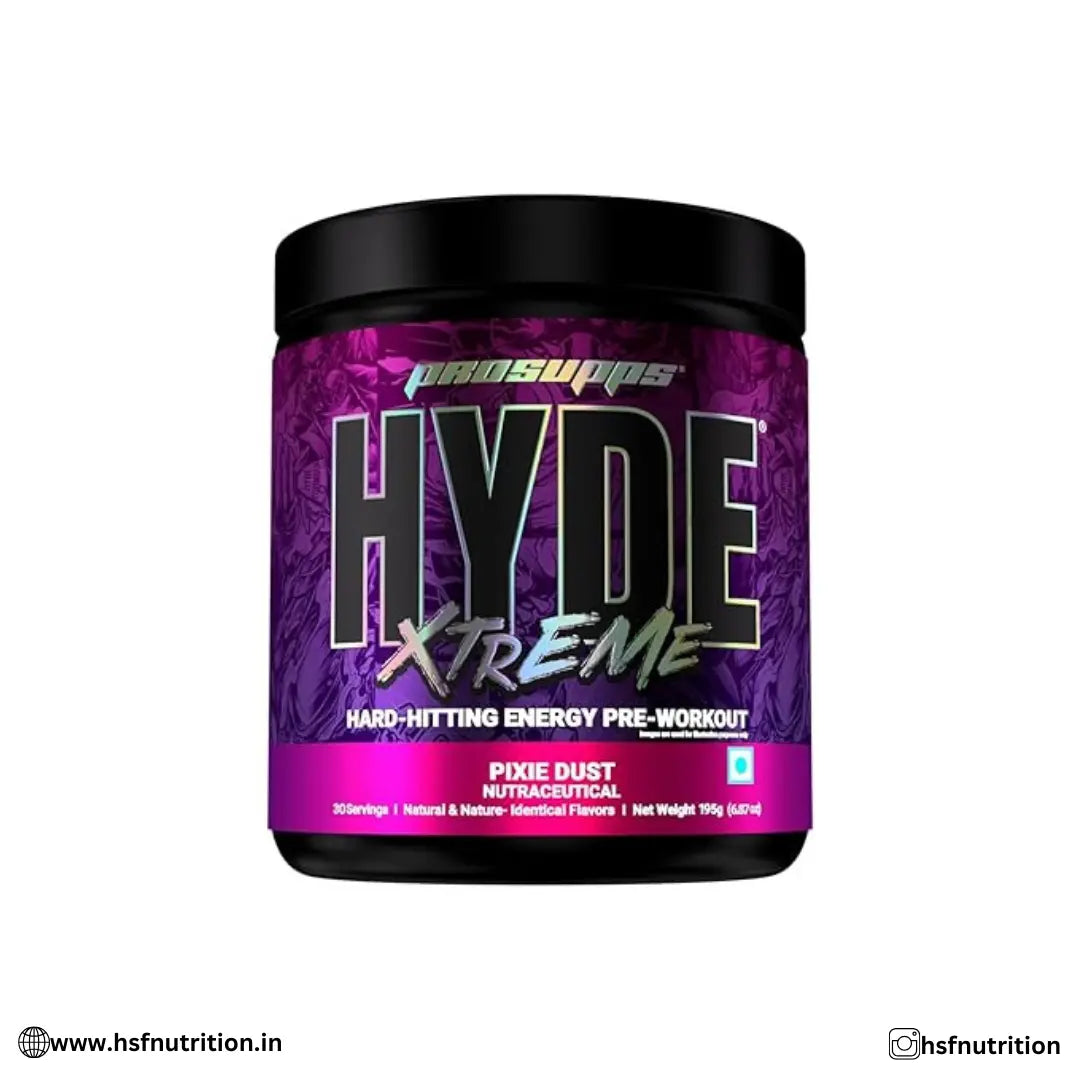 PS PROSUPPS Hyde Xtreme - Hard Hitting Energy PreWorkout  -  30 Servings, 195gm, Pixie Dust | Caffeine, Beta-Alanine, Creatine Hcl, L-Arginine - Hold Strong Fitness & Nutrition