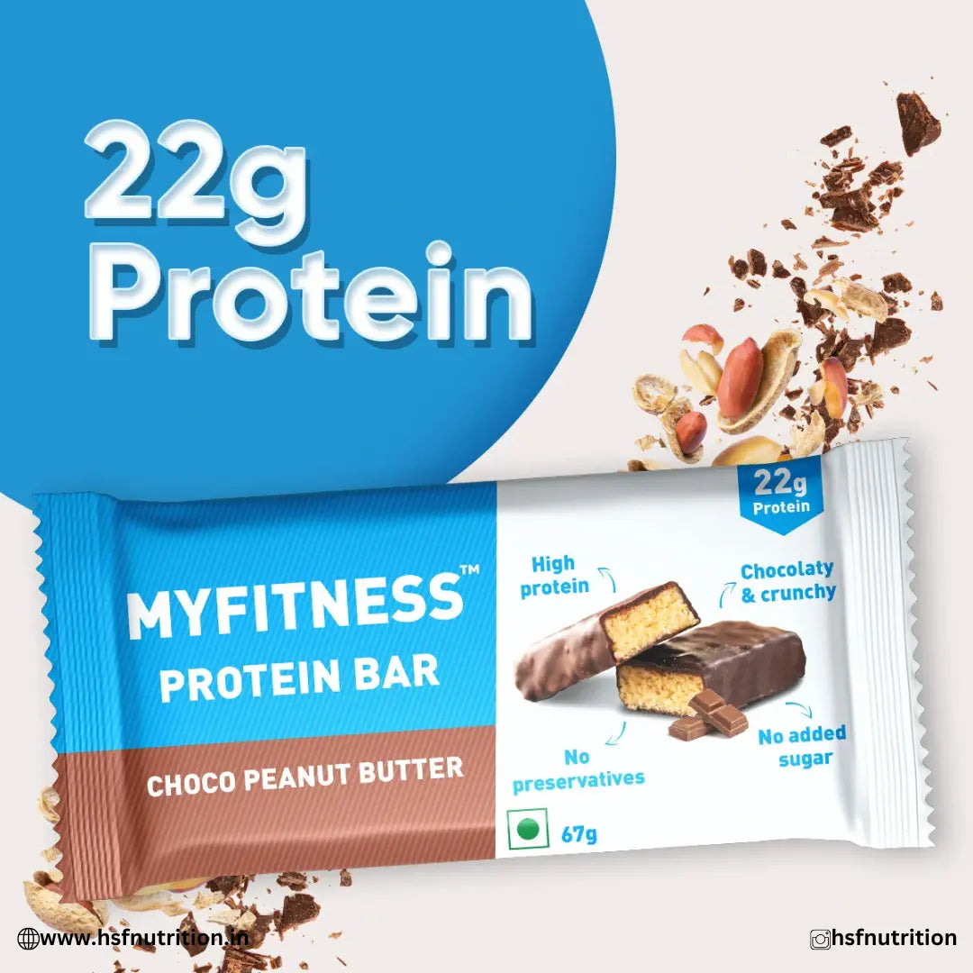 MYFITNESS Choco Peanut Butter Protein Bar (Pack of 6) - 22g Protein, No Added Sugar MYFITNESS