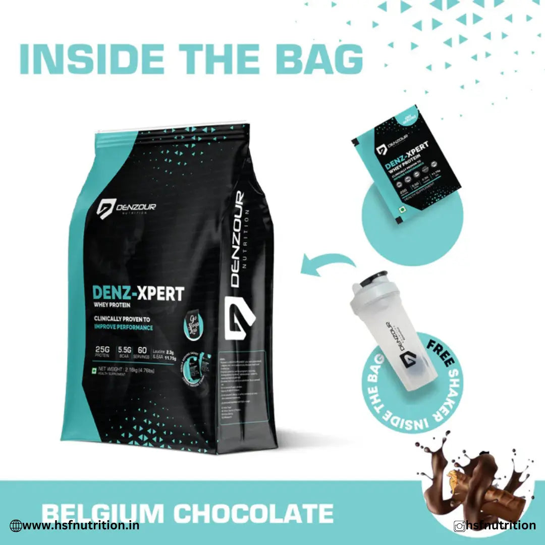 Denzour Nutrition Denz-Tech Whey Protein - 2Kg, 25g, 60 Sachet, Belgium Chocolate | Free Shaker Inside (Copy) Denzour Nutrition