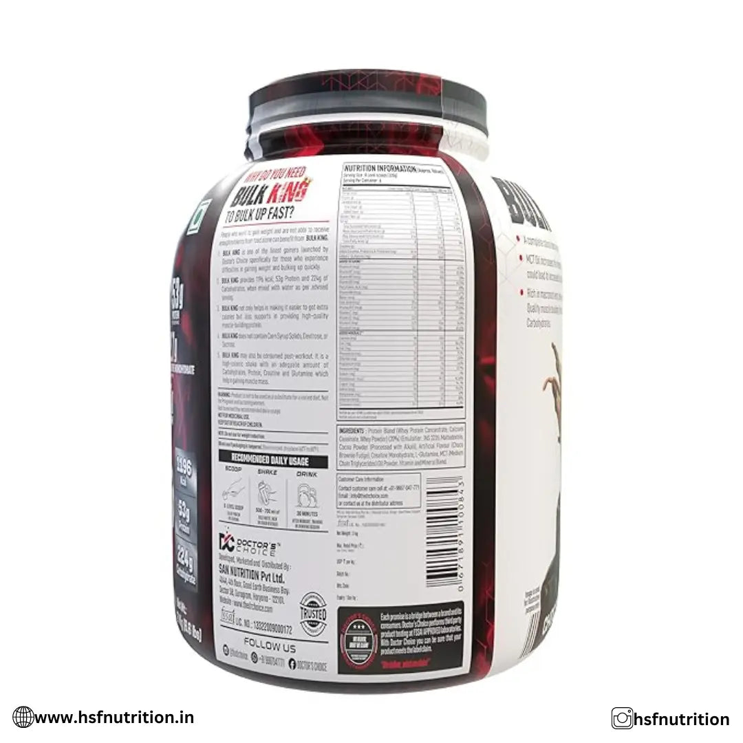 Doctors Choice DC Bulk King Advanced Mass & Weight Gainer - 3 Kg - Hold Strong Fitness & Nutrition