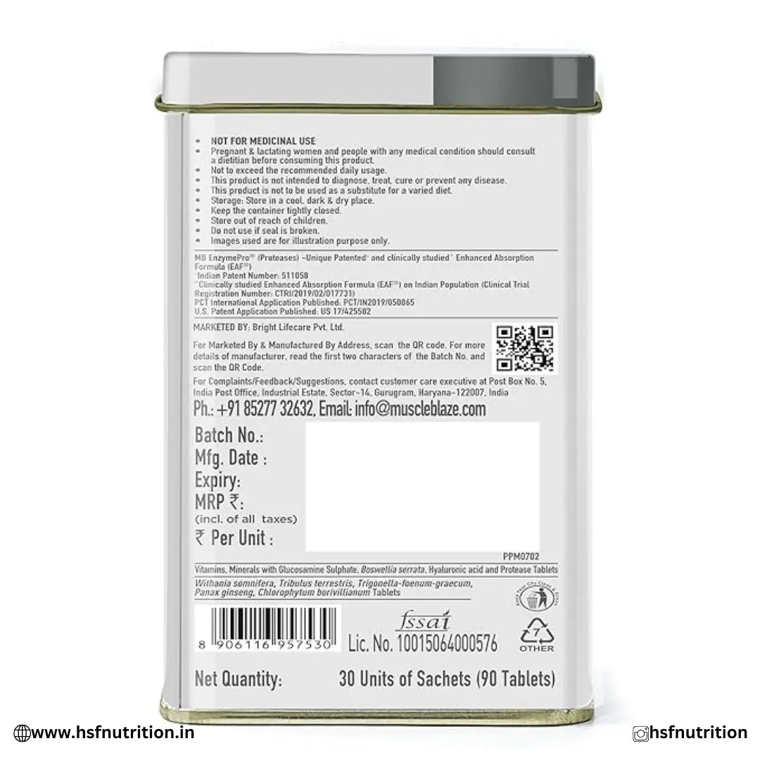 MuscleBlaze Daily Multivitamin | 5-In-1 Supplement With Vitamins, Minerals, Joint, T-Booster - 90 Capsules Muscleblaze