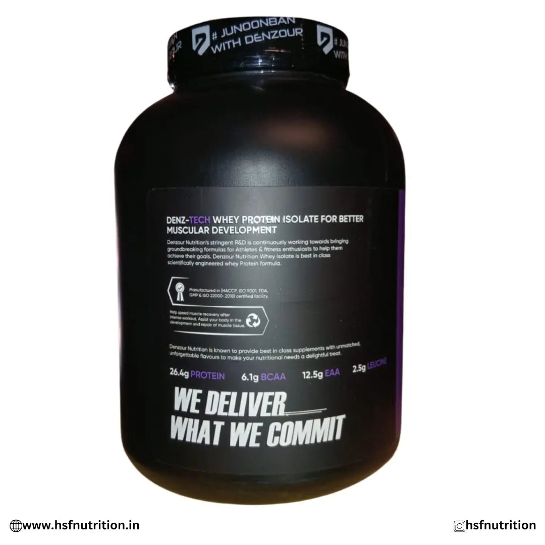 Denzour Nutrition Denz-Tech Whey Isolate Protein - 2Kg, 27g, 63 Serving, Pista Kulfi Denzour Nutrition