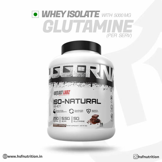 OUTLAST LABZ Iso-Natural Isolate Whey Protein - 2kg, 25gm, 70 Serving, Gourmet Chocolate - Hold Strong Fitness & Nutrition