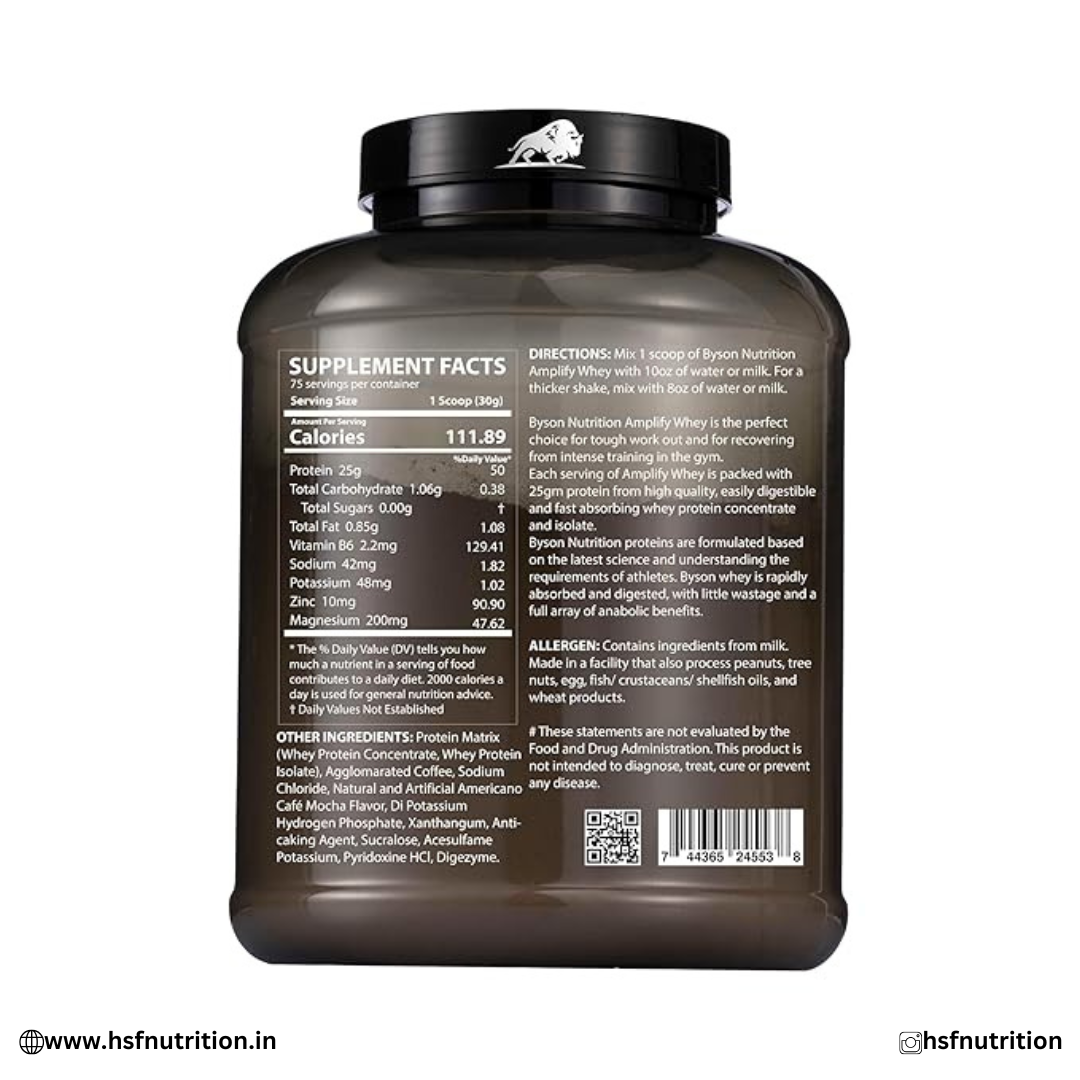 Byson Nutrition Amplify Whey Protein Powder | 25g Protein per Serving | Chocolate Fudge | 2.27 Kg / 5 lbs ONE SCIENCE NUTRITION