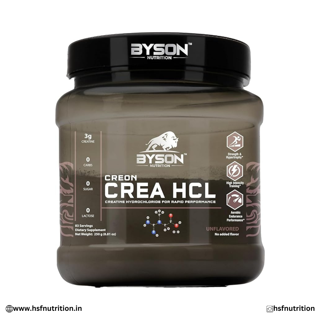 Byson Nutrition Creon CREA HCL - 250g, 83 Serving, Unflavored | Creatine HCL | USA Bigmuscles Nutrition