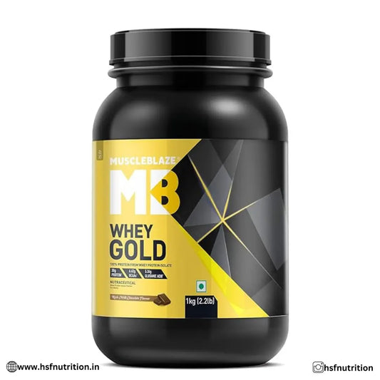 MuscleBlaze MB Whey Gold, 100% Whey Protein Isolate - 30g, 1kg, Rich Milk Chocolate - Hold Strong Fitness & Nutrition