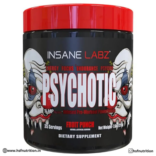 Insane Labz Psychotic High Stimulant PreWorkout - 35 Serving, Fruit Punch - Hold Strong Fitness & Nutrition