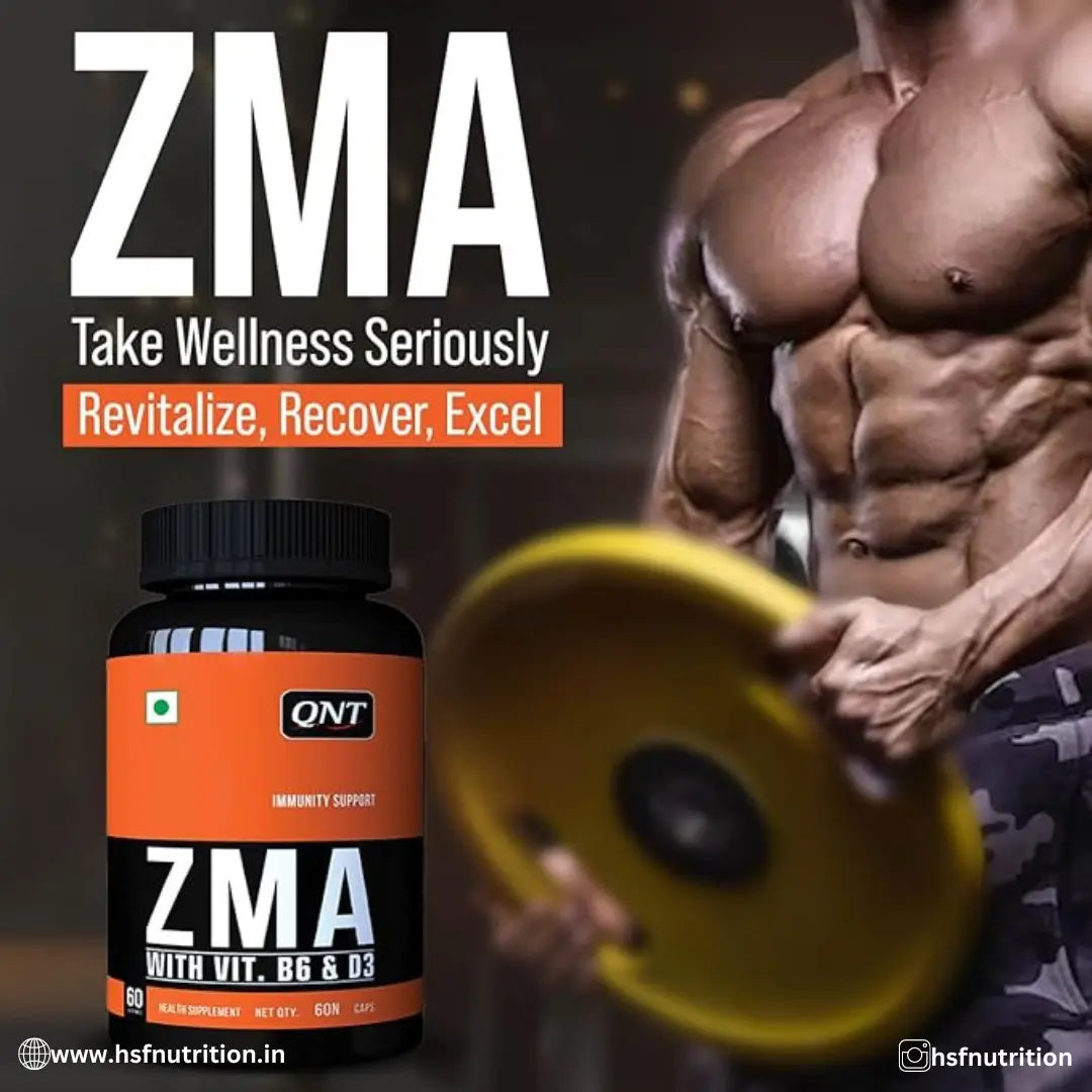 QNT ZMA (Zinc Magnesium Aspartate) with Vitamin B6 & D3 | Boosts Immunity | Ideal Supplement for Men & Women - 60 Tablets - Hold Strong Fitness & Nutrition