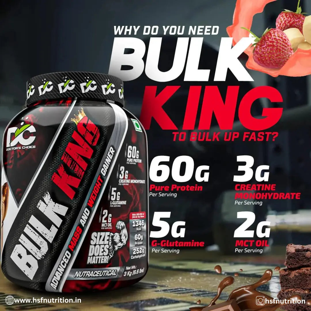 Doctors Choice DC Bulk King Advanced Mass & Weight Gainer - 3 Kg - Hold Strong Fitness & Nutrition