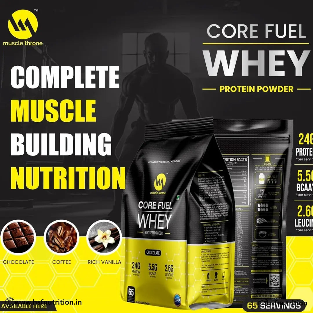 Muscle Throne Corefuel Whey Protein  - 2 kg, Chocolate, 65 Serving, Free Shaker Inside - Hold Strong Fitness & Nutrition