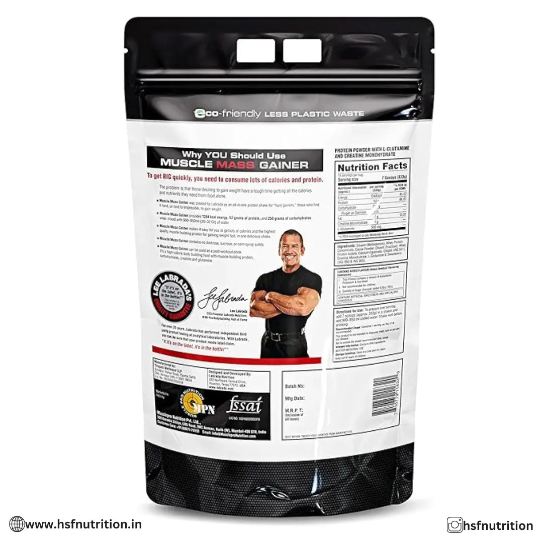 Labrada Muscle Mass Gainer Powder - 5kg, 52g Protein, Chocolate Labrada