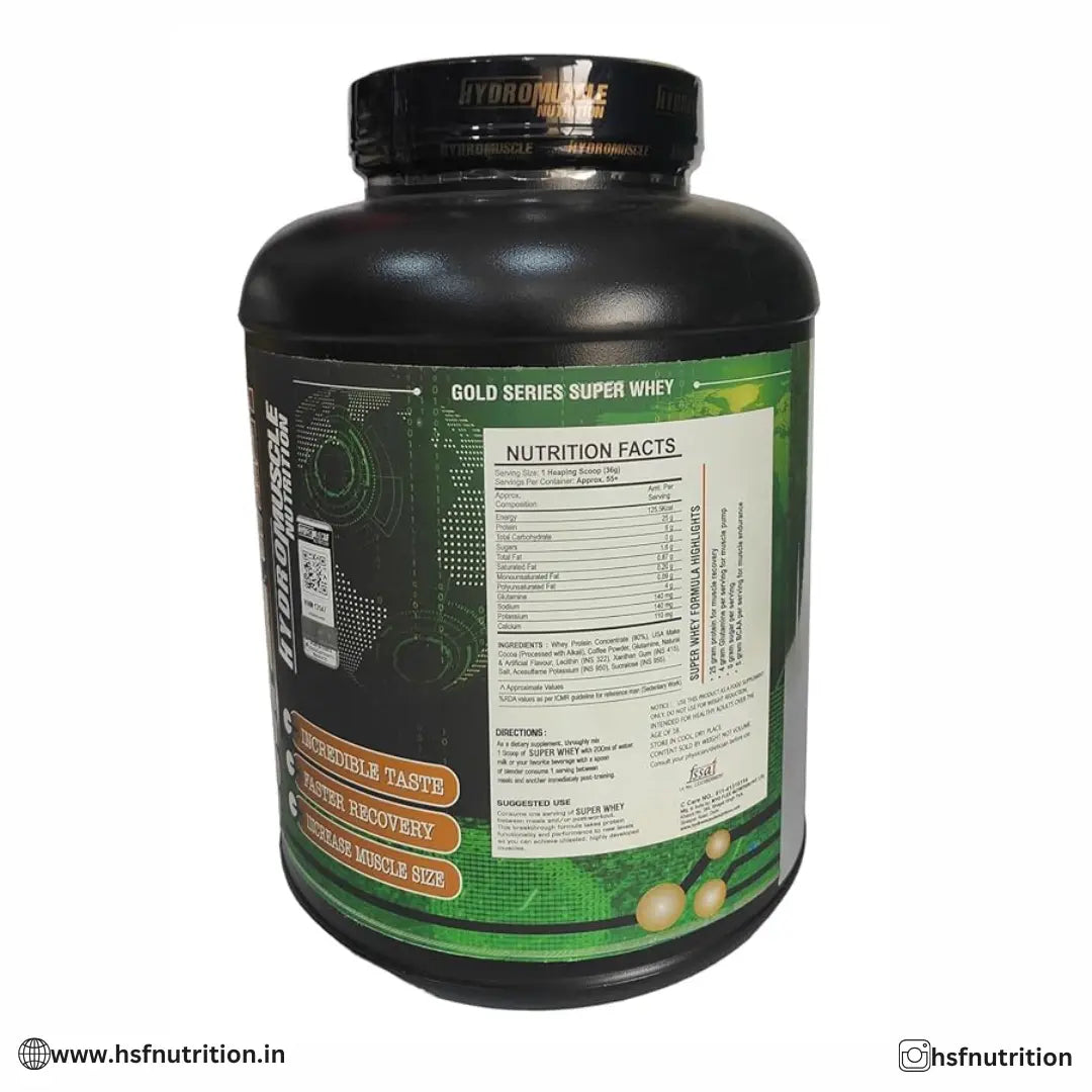 HYDROMUSCLE NUTRITION Hydro Gold Series Super Whey - 2kg, 25gm, Chocolate HYDROMUSCLE NUTRITION