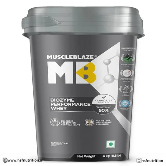 MuscleBlaze MB Biozyme Performance Whey Protein - 4kg, Rich Chocolate Muscleblaze