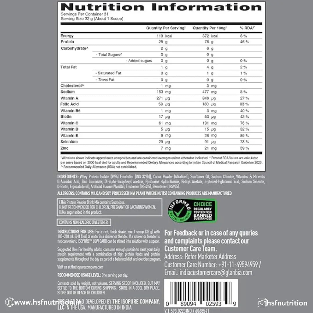 Isopure Whey Protein Isolate Powder with Vitamins for Immune Support & Biotine- 2.2 lbs, 1 kg, Dutch Chocolate - Hold Strong Fitness & Nutrition
