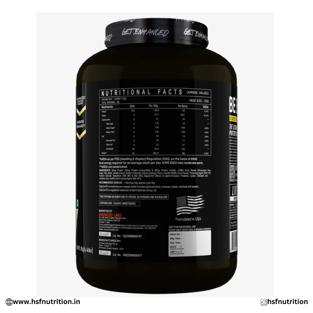 Enhanced Premium Whey - 2Kg, 24g Protein, Belgian Chocolate Enhanced