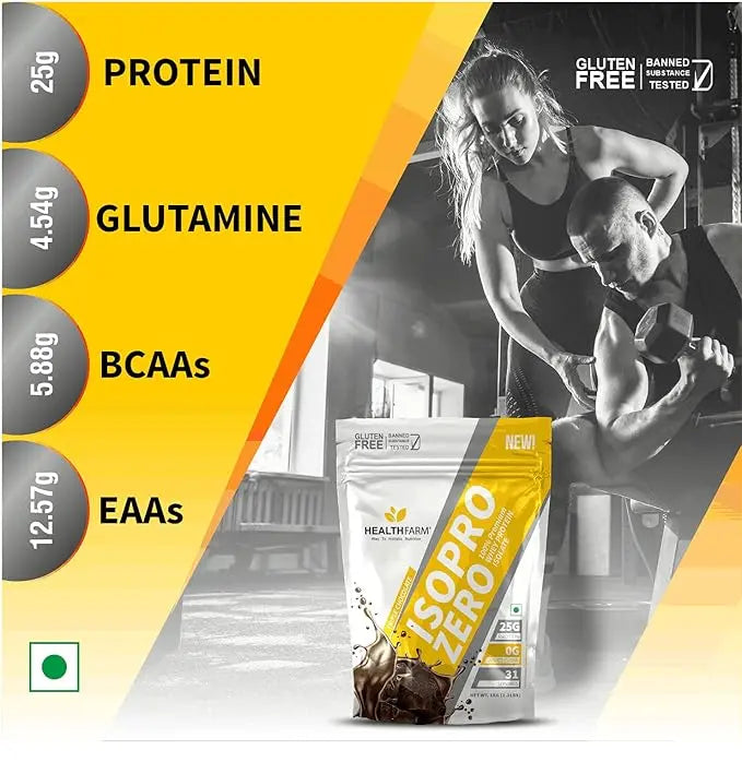 HEALTHFARM Isopro Zero 100% Pure Whey Protein Isolate (Low Carb Protein) - 1kg, Triple Chocolate - Hold Strong Fitness & Nutrition