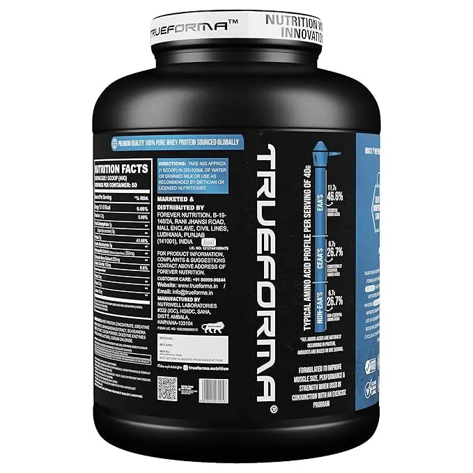 Trueforma Power Fuel Whey Protein - 2kg, 25gm, 50 Serving, Chocolate Caramel with Creatine, Ashwagandha & Schisandra - Hold Strong Fitness & Nutrition