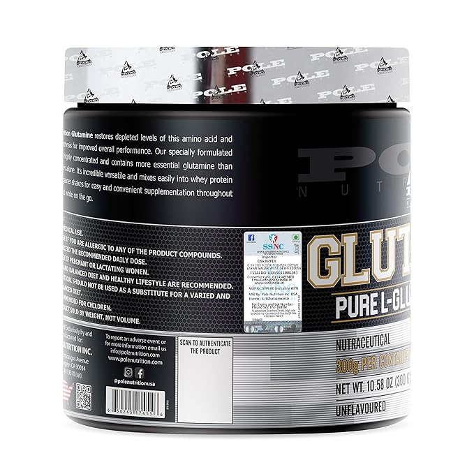 Pole Nutrition Pure L-Glutamine Powder - 300g Unflavored Pole Nutrition