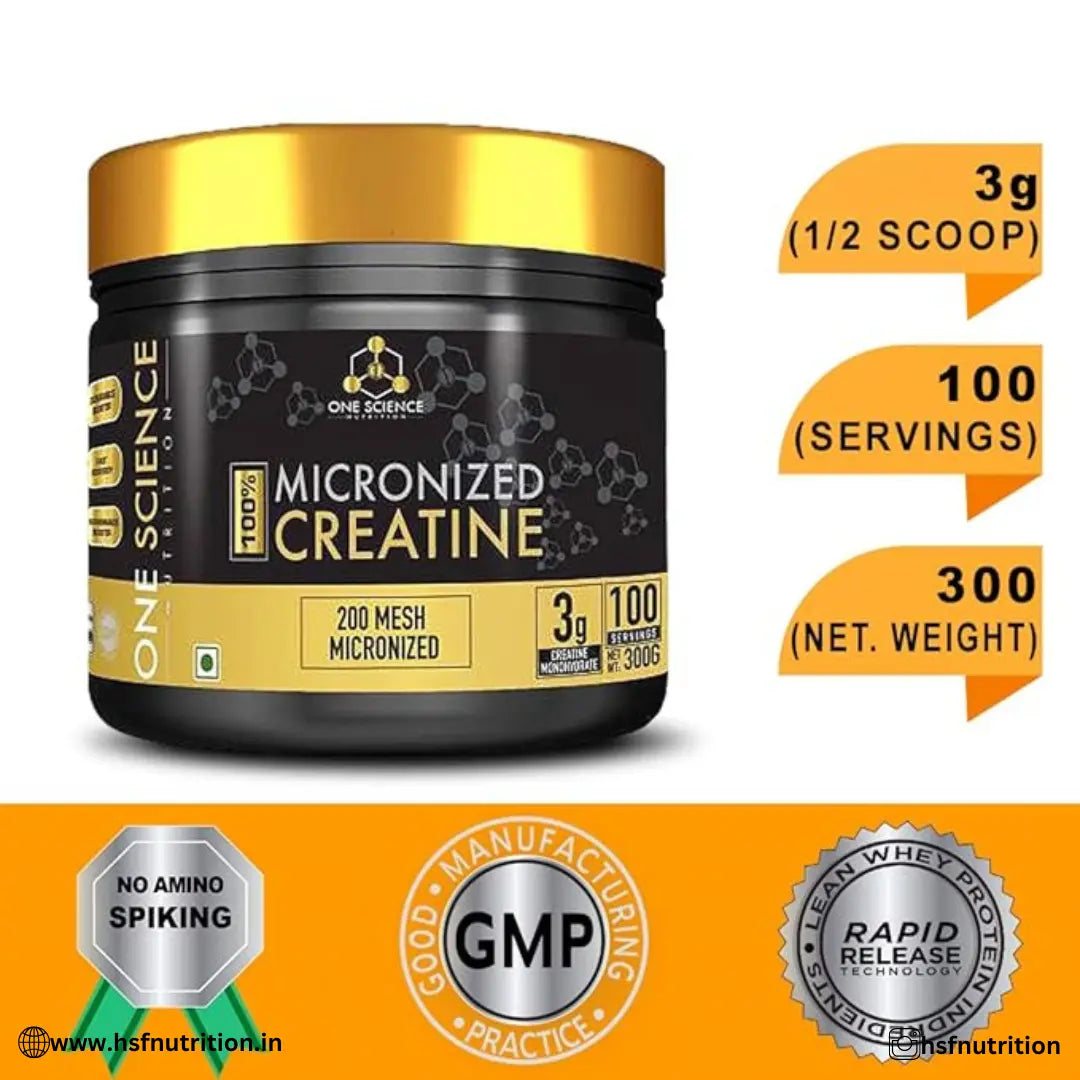 One Science Nutrition OSN Micronized Creatine Monohydrate  - 100 Servings, 300gm, Unflavored - Hold Strong Fitness & Nutrition