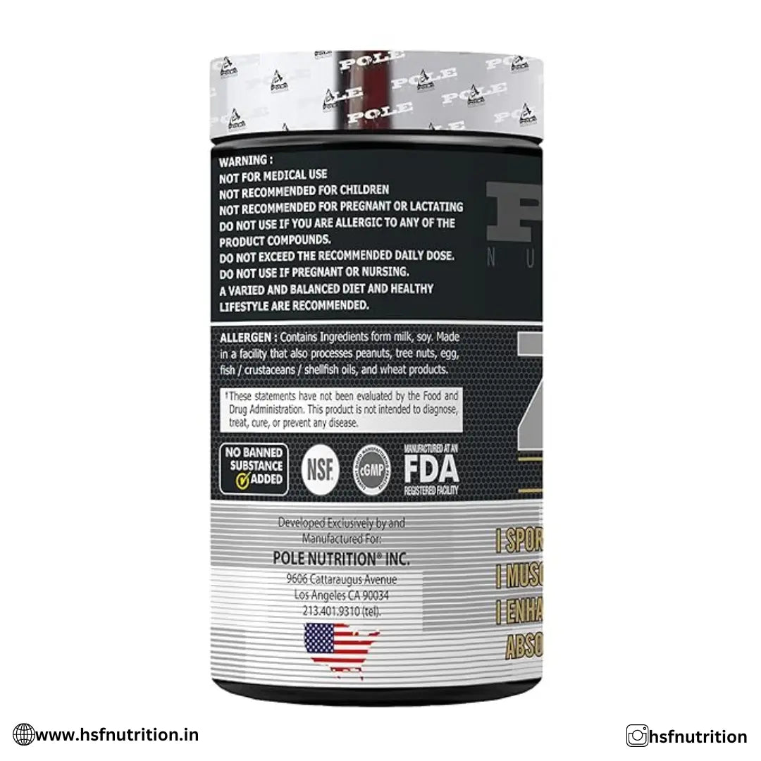 Pole Nutrition ZMA - Zinc & Magnesium Supplement  - 90 Veg Capsules - Hold Strong Fitness & Nutrition
