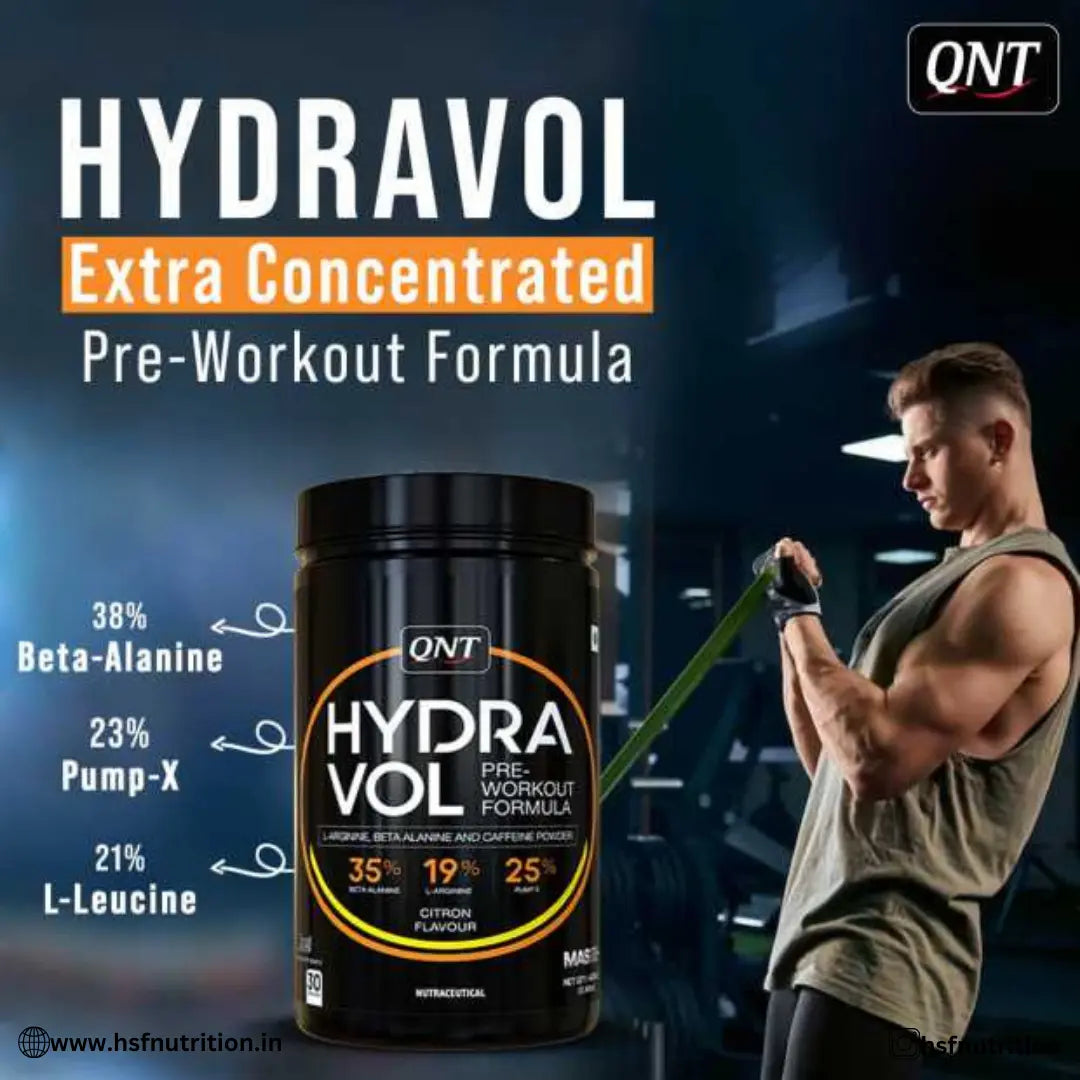 QNT Hydravol Pre-Workout Supplement with Creatine Monohydrate - Naval Orange (400g), 30 Serving - Hold Strong Fitness & Nutrition
