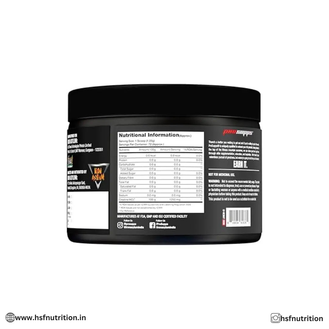 PS PROSUPPS Creatine HCL Preworkout Supplement - 72 Servings, 90g, Unflavored - Hold Strong Fitness & Nutrition